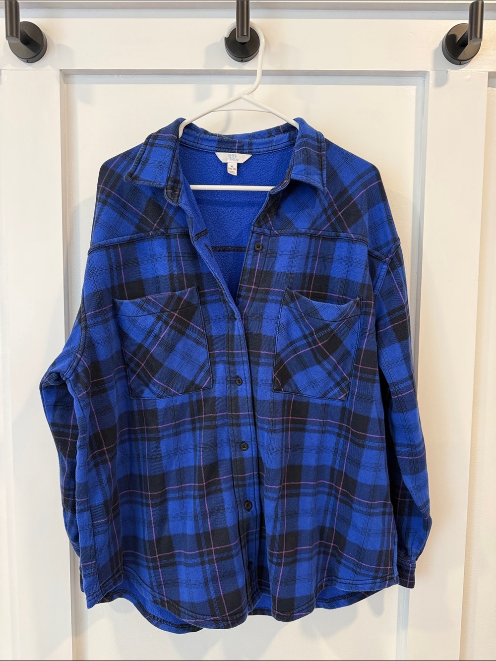 Time and Tru Royal Blue and Black Plaid shacket